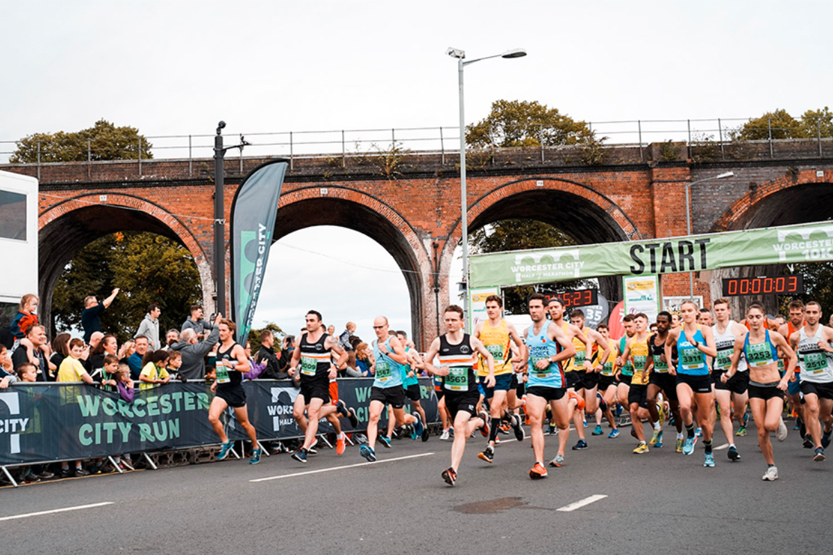 Runners taking part in the Worcester City Runs race