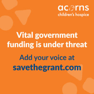Downloadable image to use on social media. The graphic says 'Vital government funding is under threat. Add your voice at savethegrant.com'