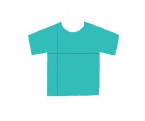 A teal graphic of a t shirt.