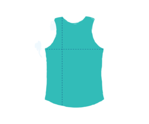 A teal graphic of a running vest.